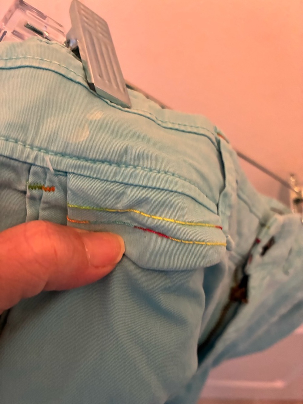 Men's Light Aqua Chino Shorts - Flat Front Casual Wear - Picture 3 of 6